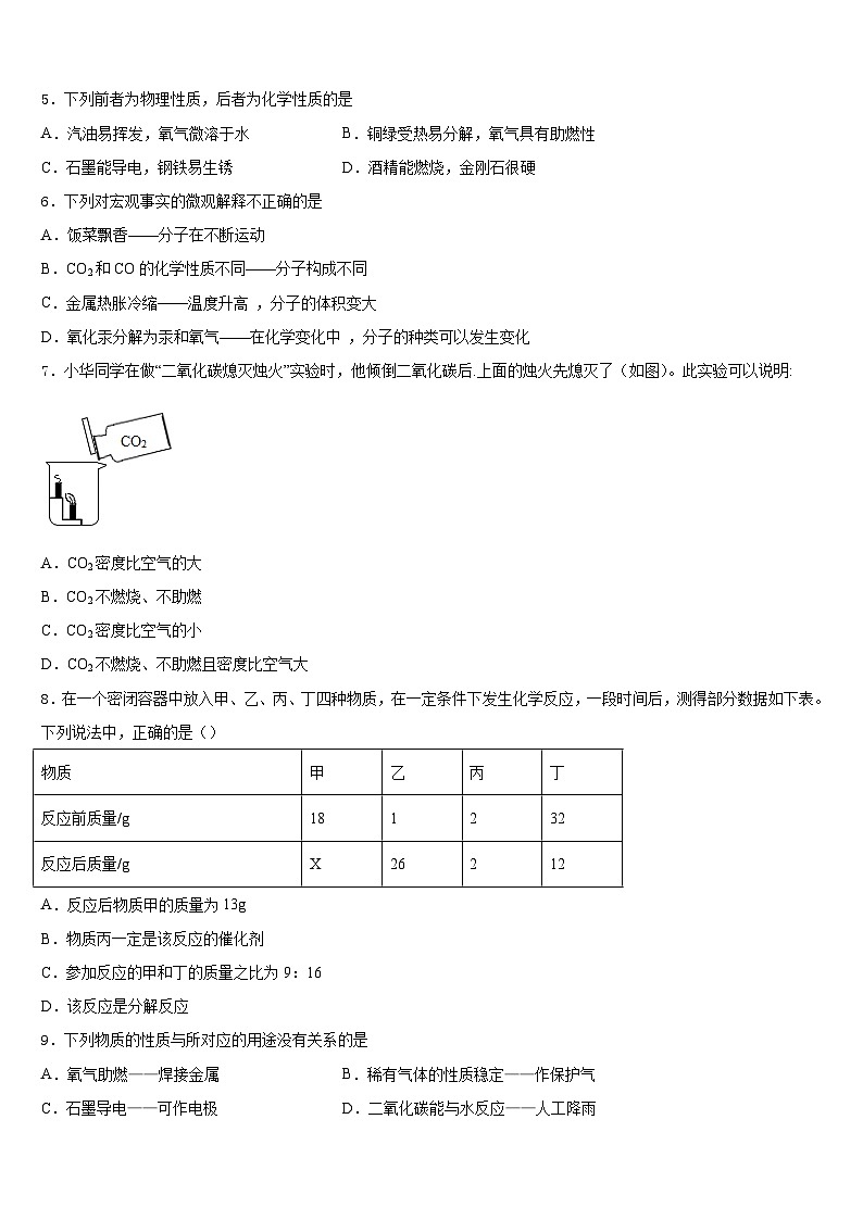 江苏省常熟市第三中学2023-2024学年化学九年级第一学期期末统考模拟试题含答案第2页
