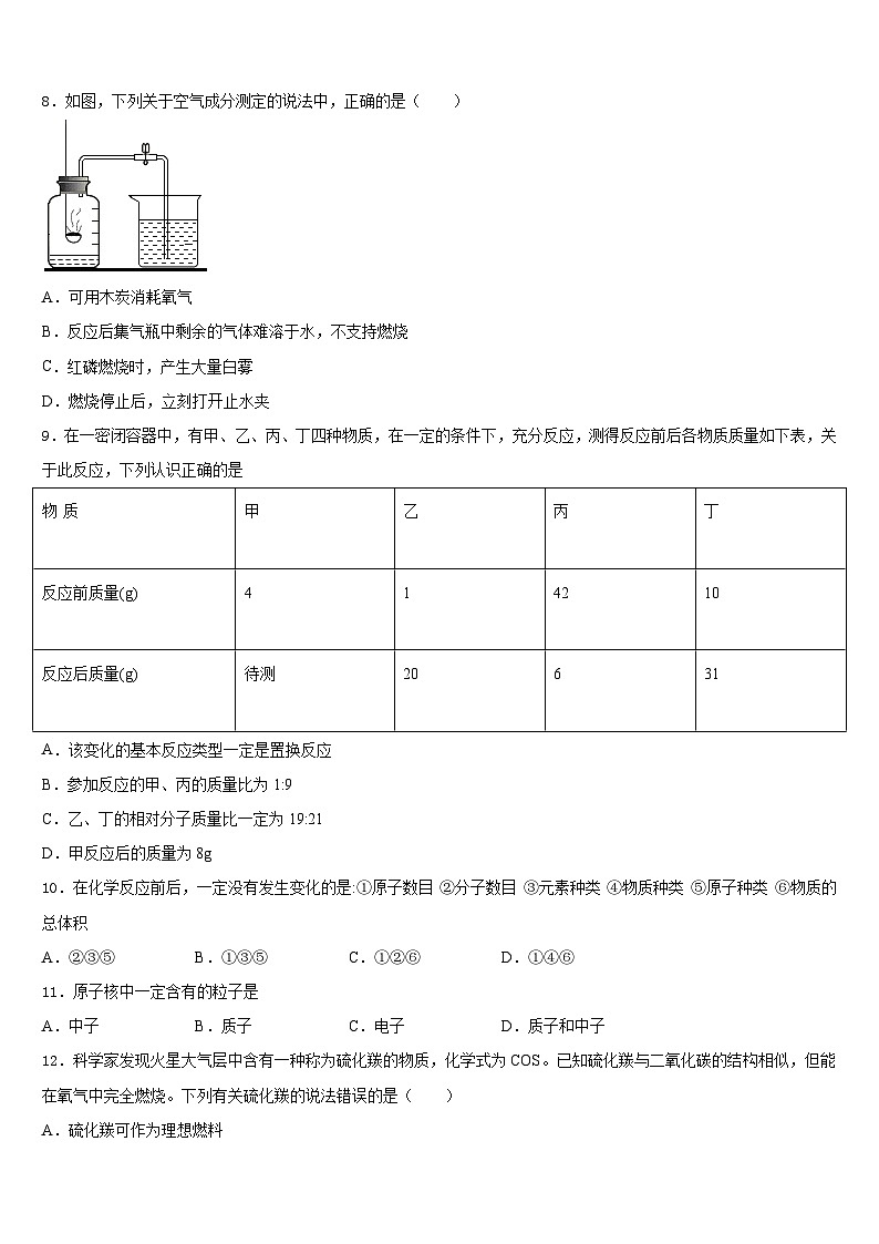 江苏省扬州市广陵区梅岭中学2023-2024学年九上化学期末统考模拟试题含答案第3页