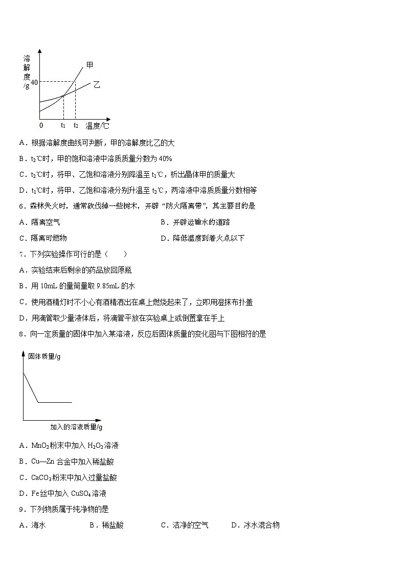 江苏省昆山、太仓市2023-2024学年化学九年级第一学期期末综合测试试题含答案第2页