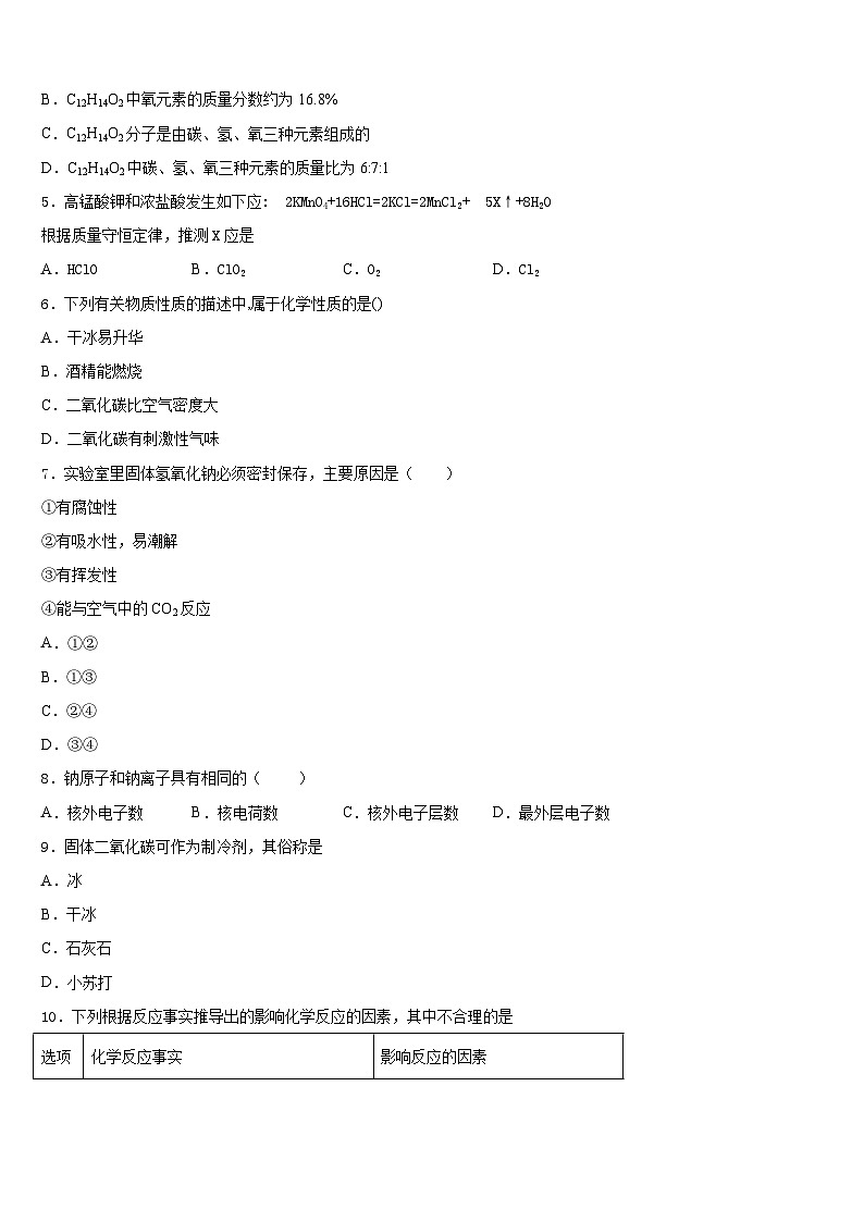 江苏省泰州中学2023-2024学年九年级化学第一学期期末考试模拟试题含答案第2页