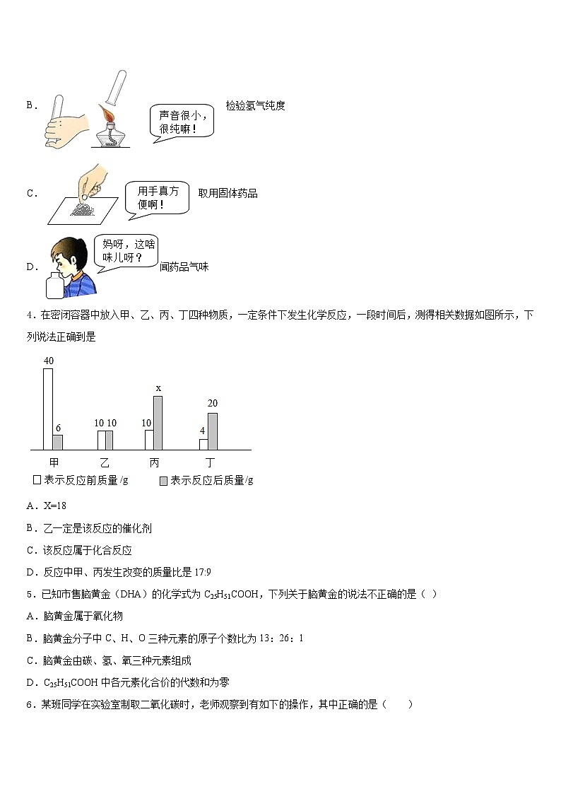 江苏省无锡市部分市区2023-2024学年九上化学期末统考模拟试题含答案第2页