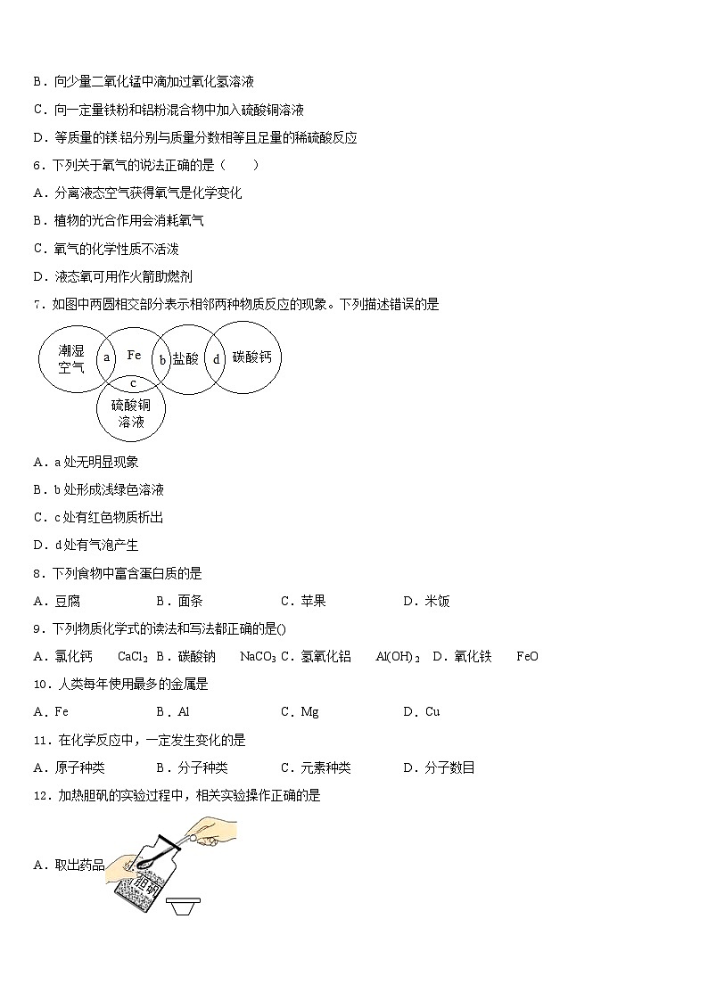 江苏省泰州市口岸实验学校2023-2024学年九年级化学第一学期期末联考试题含答案第2页
