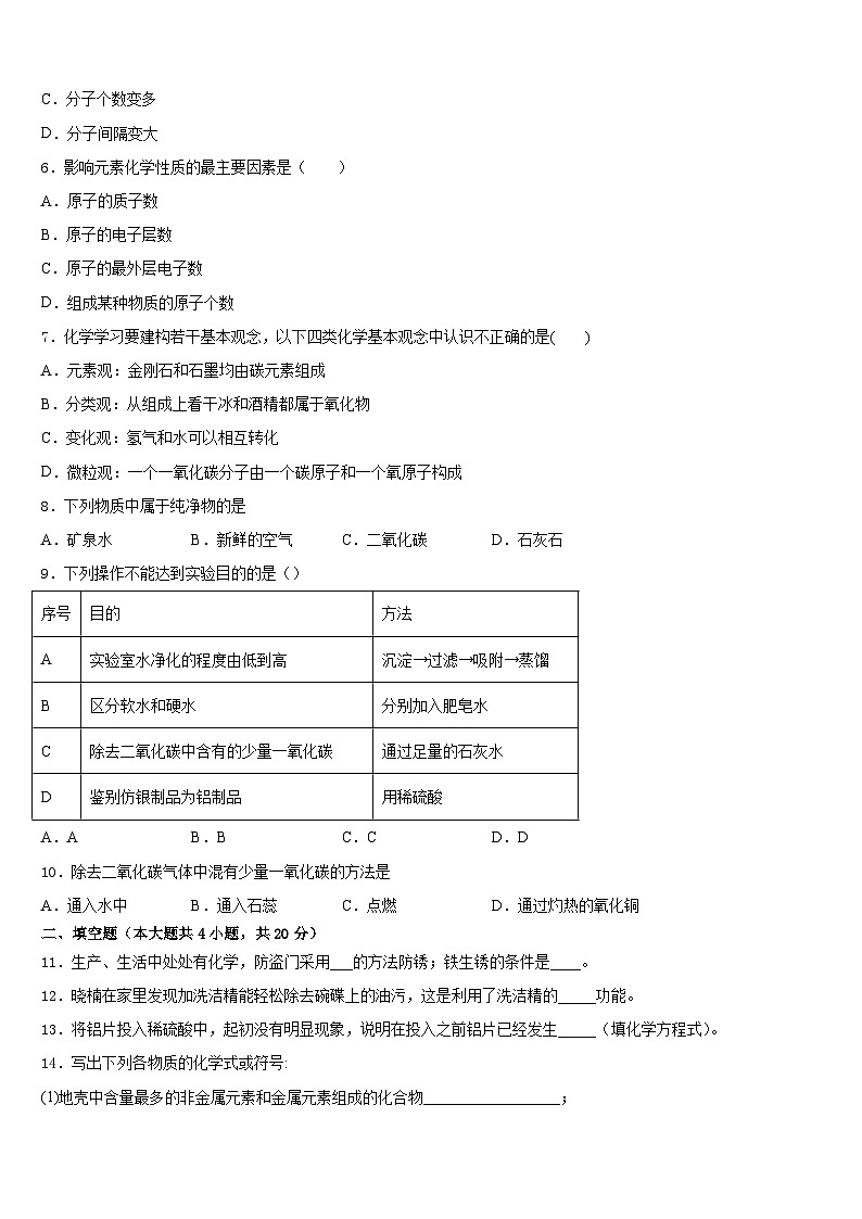 江苏省盐城射阳县联考2023-2024学年九上化学期末联考模拟试题含答案第2页