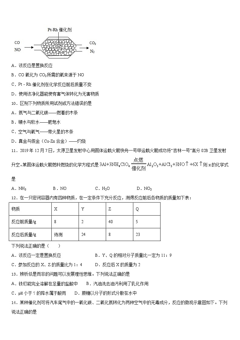 江苏省盐城市大丰区大丰区万盈镇沈灶初级中学2023-2024学年九年级化学第一学期期末质量跟踪监视试题含答案第3页