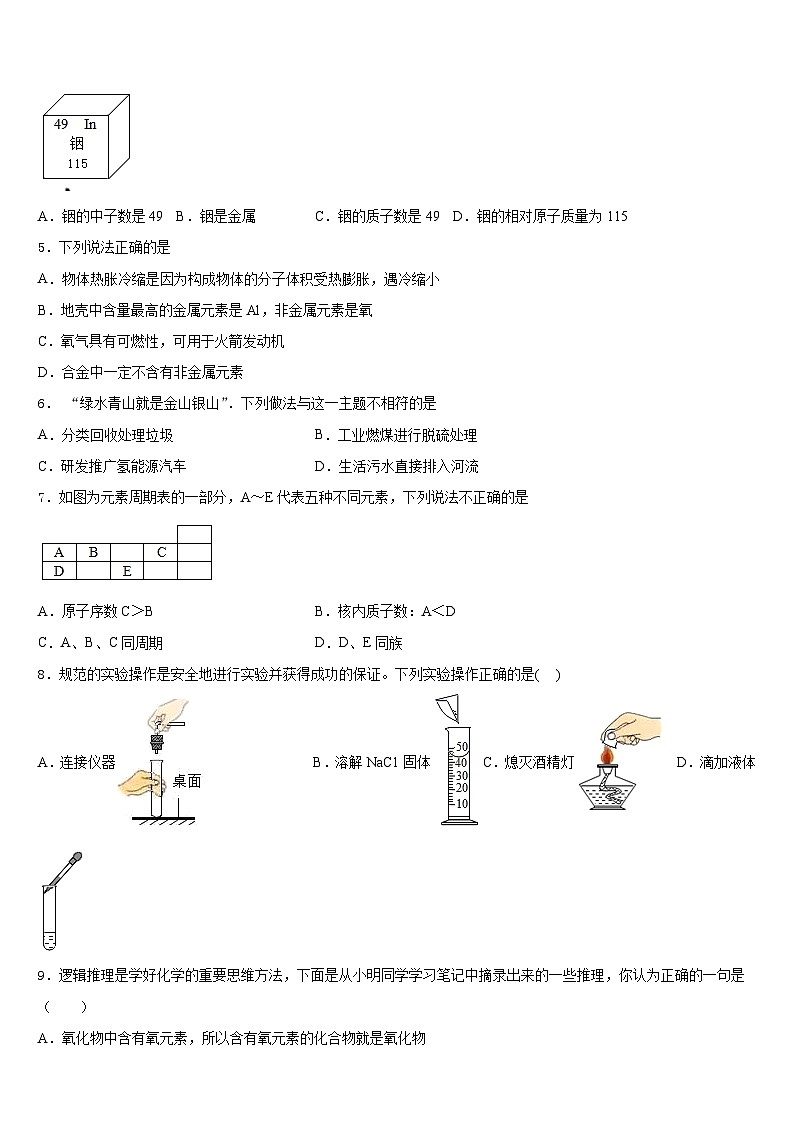 江西省丰城市第九中学2023-2024学年九年级化学第一学期期末复习检测模拟试题含答案02