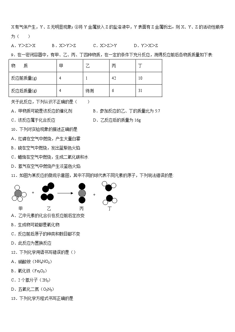 江西省抚州市金溪县2023-2024学年九上化学期末经典模拟试题含答案第3页