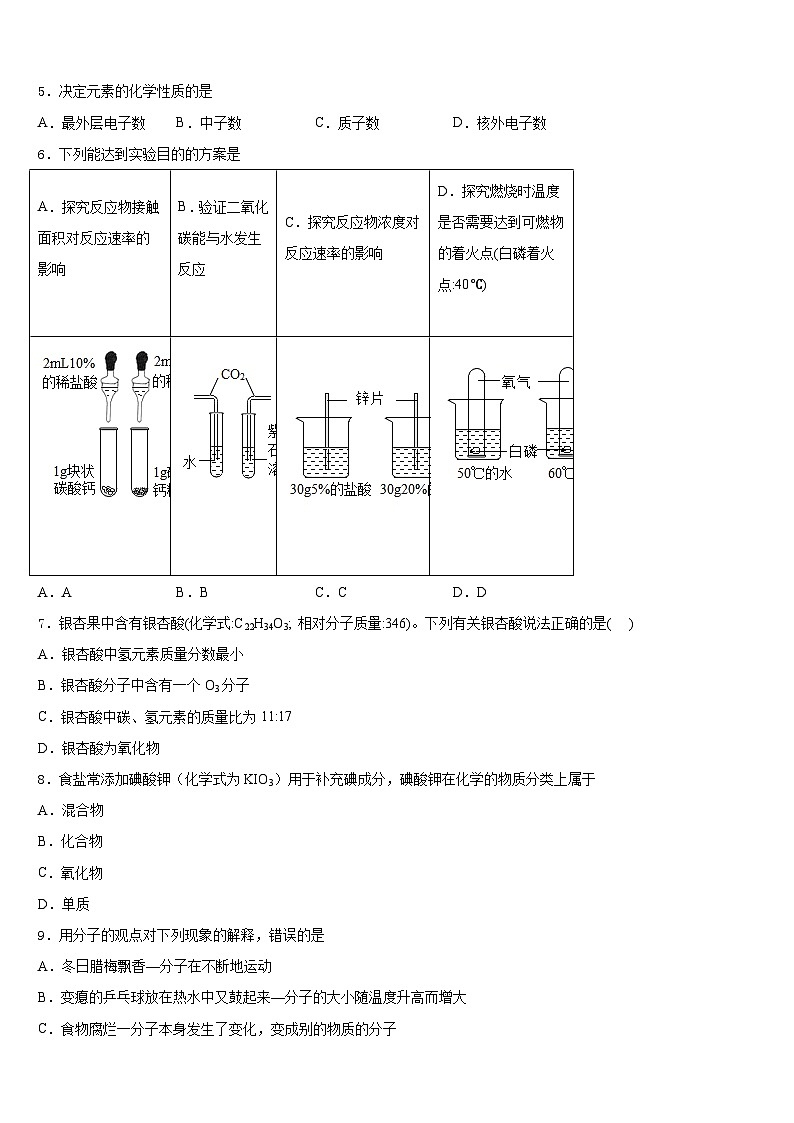 江西省吉安市第四中学2023-2024学年九上化学期末质量检测试题含答案第2页
