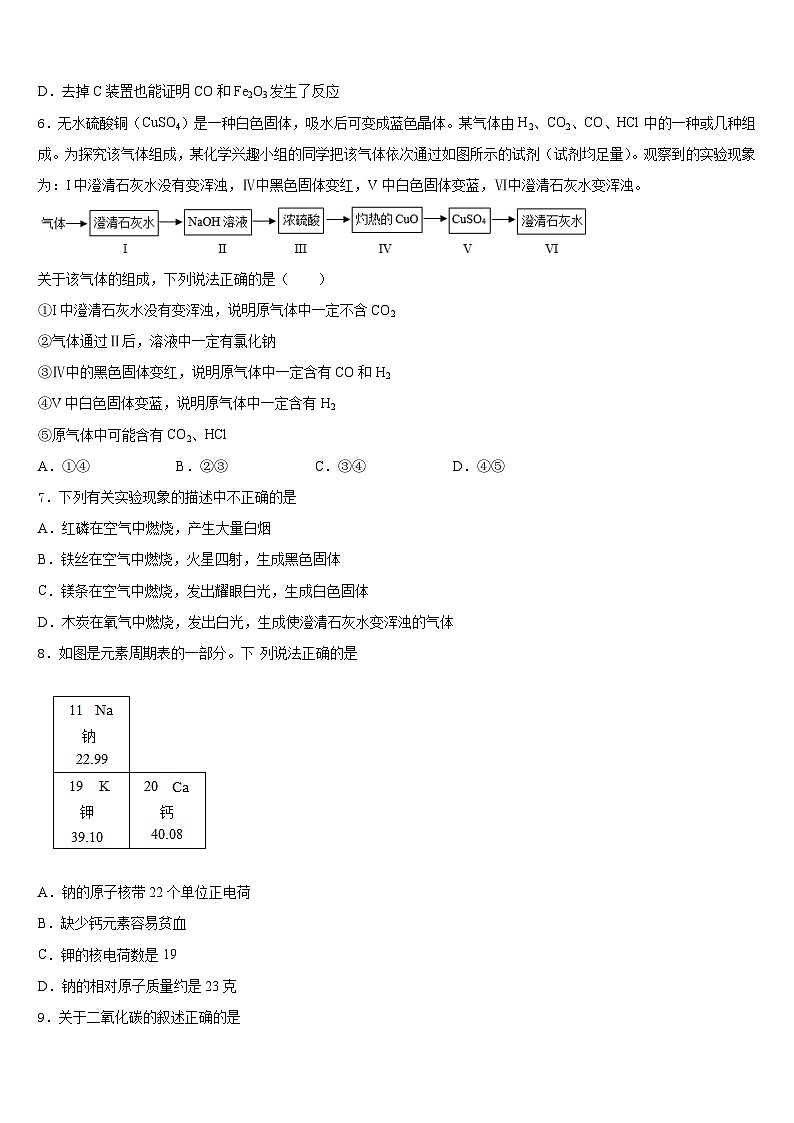 江西省吉安市遂州县2023-2024学年化学九上期末综合测试模拟试题含答案第2页