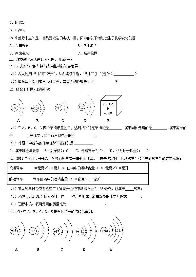 江西省萍乡市芦溪县2023-2024学年九年级化学第一学期期末联考试题含答案第3页