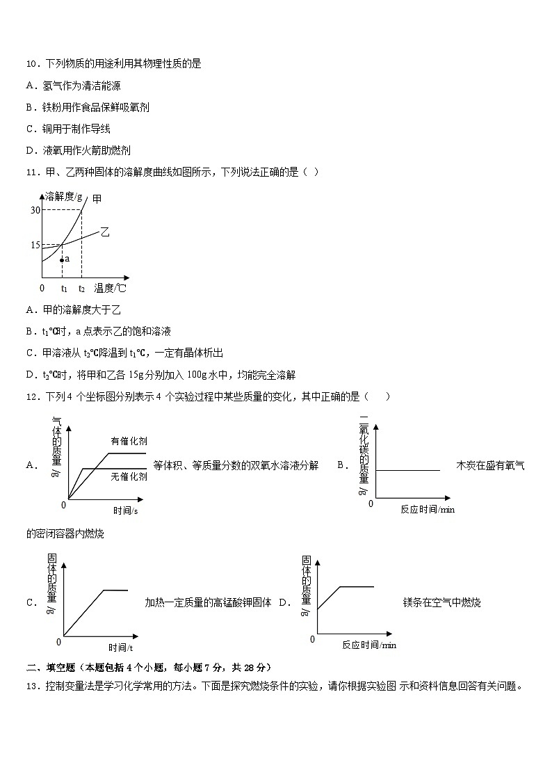 河南省安阳市林州市2023-2024学年九年级化学第一学期期末教学质量检测试题含答案第3页