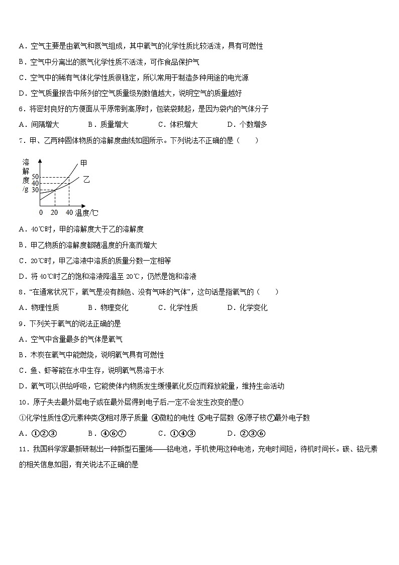 河南省南阳市唐河县2023-2024学年九上化学期末考试试题含答案02