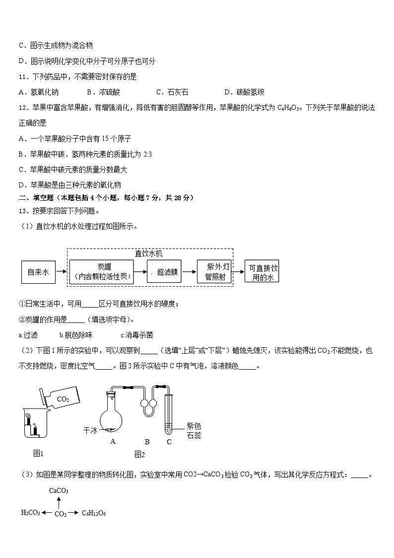 河南省商城县长竹园第一中学2023-2024学年九年级化学第一学期期末检测模拟试题含答案第3页