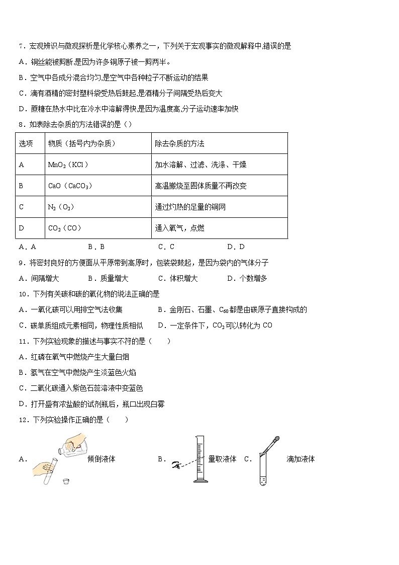 河南省周口市第十初级中学2023-2024学年九年级化学第一学期期末教学质量检测模拟试题含答案03