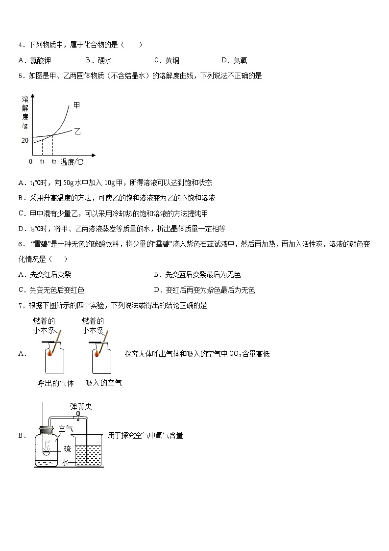 河南省滑县2023-2024学年化学九上期末复习检测试题含答案02