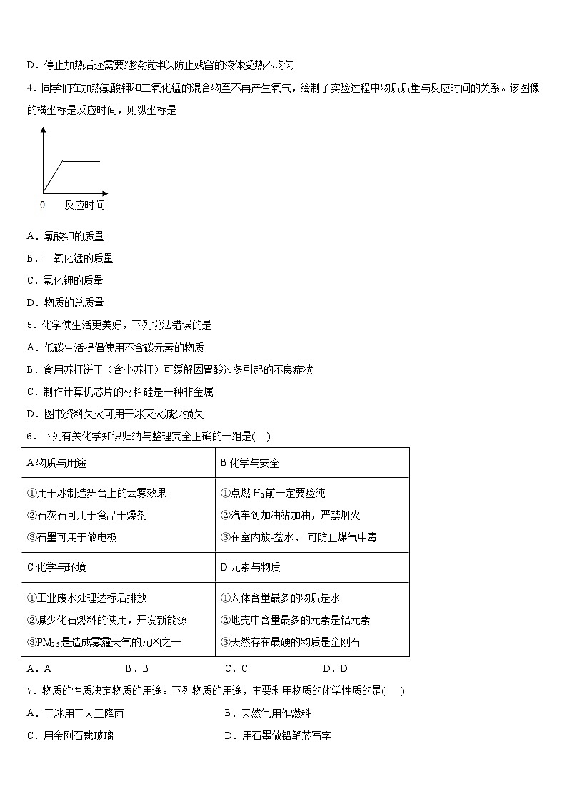 浙江省台州市黄岩区2023-2024学年化学九上期末统考试题含答案第2页