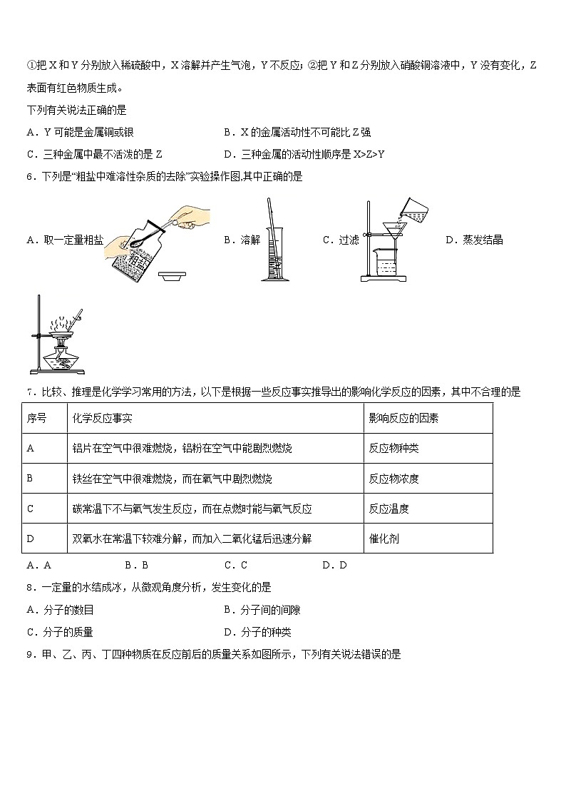 浙江省杭州萧山瓜沥片学校2023-2024学年九上化学期末经典模拟试题含答案第2页