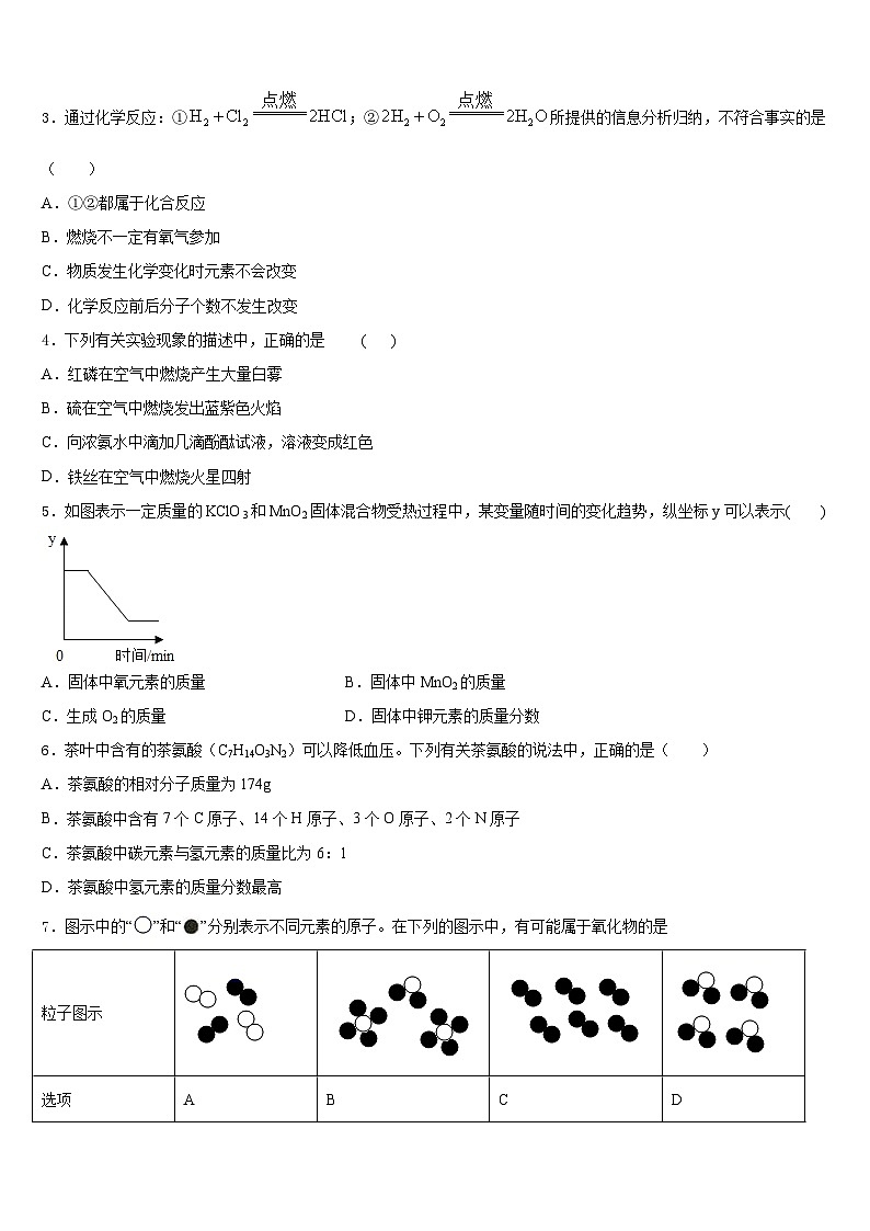 浙江省温州市八中学2023-2024学年九年级化学第一学期期末检测模拟试题含答案第2页
