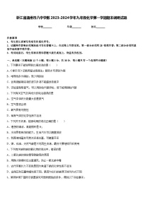 浙江省温州市八中学数2023-2024学年九年级化学第一学期期末调研试题含答案