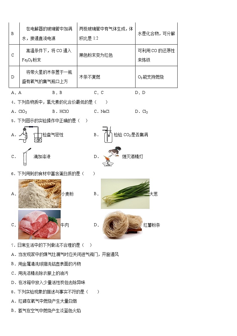 海南省儋州市第五中学2023-2024学年九上化学期末复习检测试题含答案02