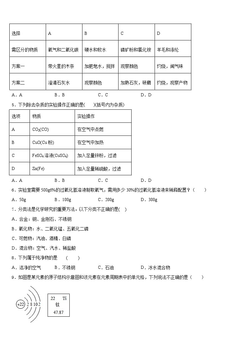 海南省海南师范大附属中学2023-2024学年九年级化学第一学期期末质量检测试题含答案第2页