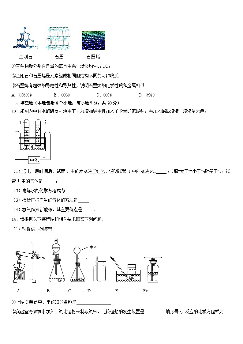 海南省民族中学2023-2024学年九年级化学第一学期期末检测试题含答案第3页