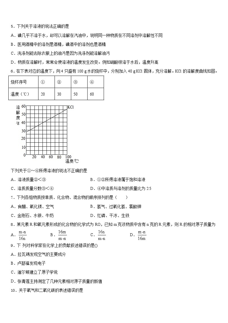 浙江省金华、丽水市2023-2024学年化学九上期末经典模拟试题含答案第2页