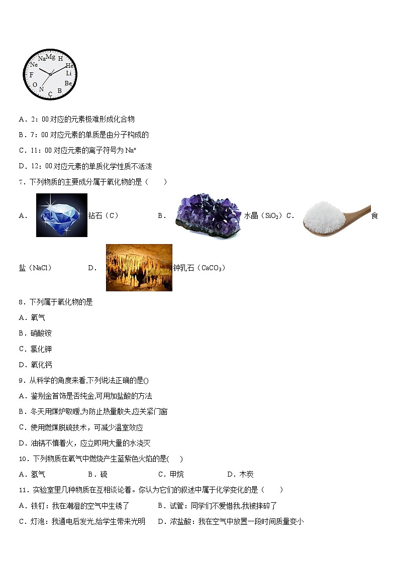 海南省琼中学黎族苗族自治县2023-2024学年九上化学期末复习检测试题含答案第2页