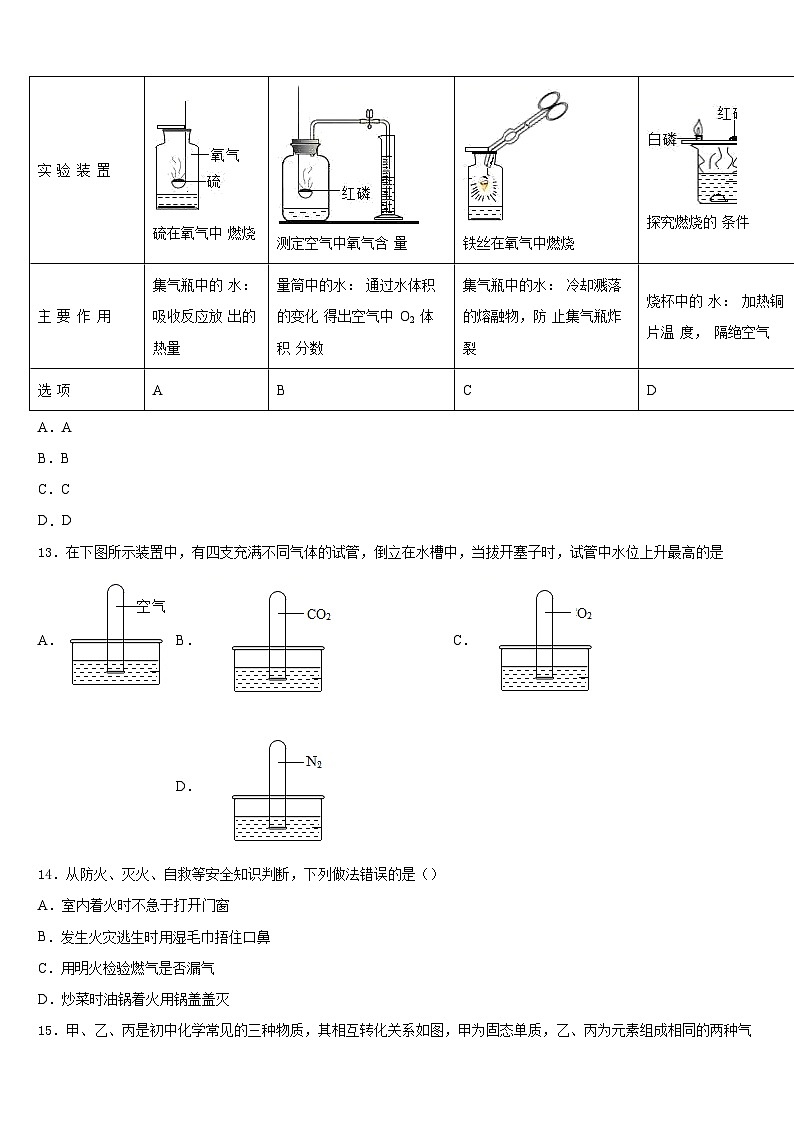 湖北恩施崔坝中学2023-2024学年九上化学期末调研模拟试题含答案第3页
