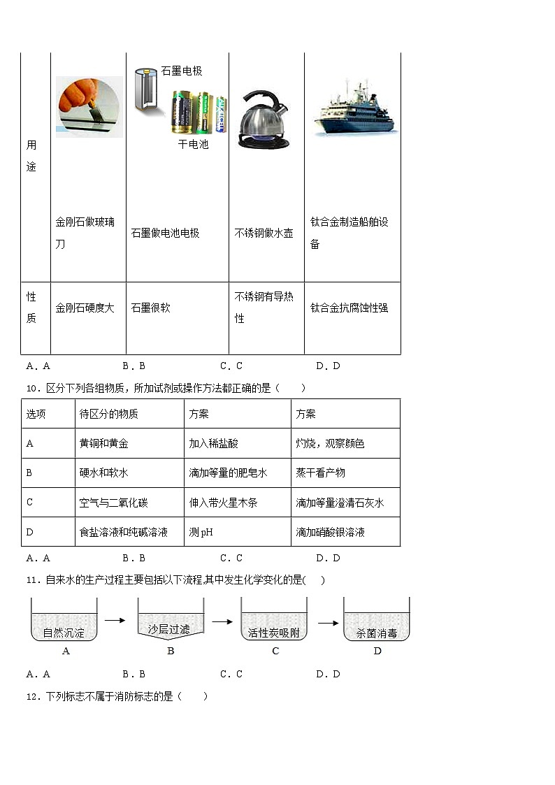 四川省泸州泸县2023-2024学年化学九年级第一学期期末学业水平测试模拟试题含答案03