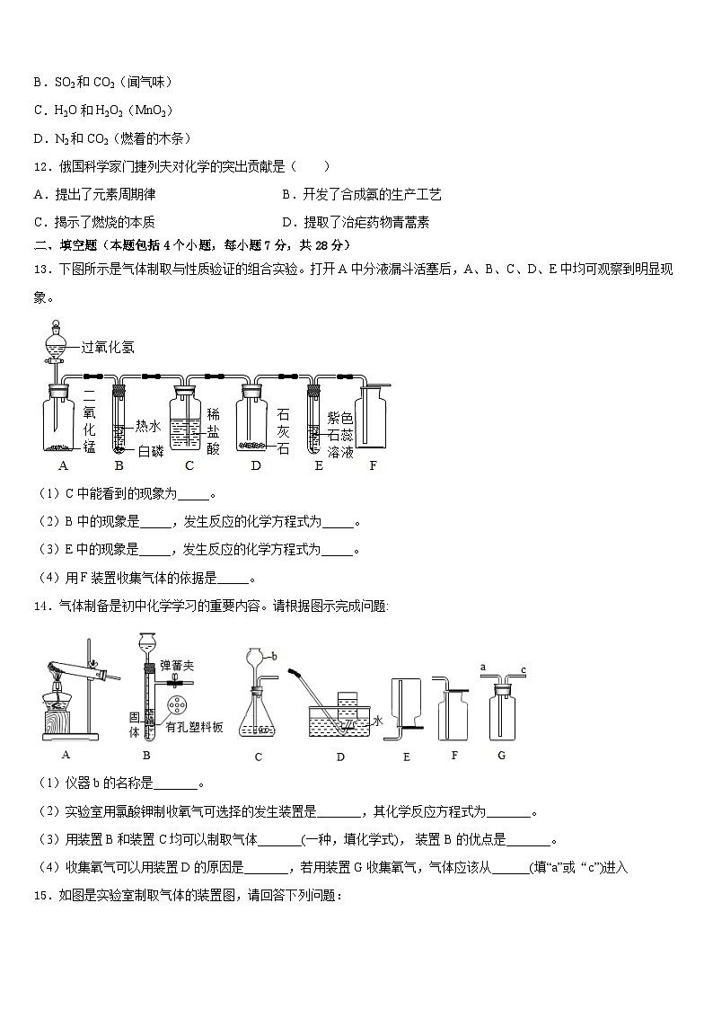 大庆市重点中学2023-2024学年九上化学期末学业水平测试试题含答案03