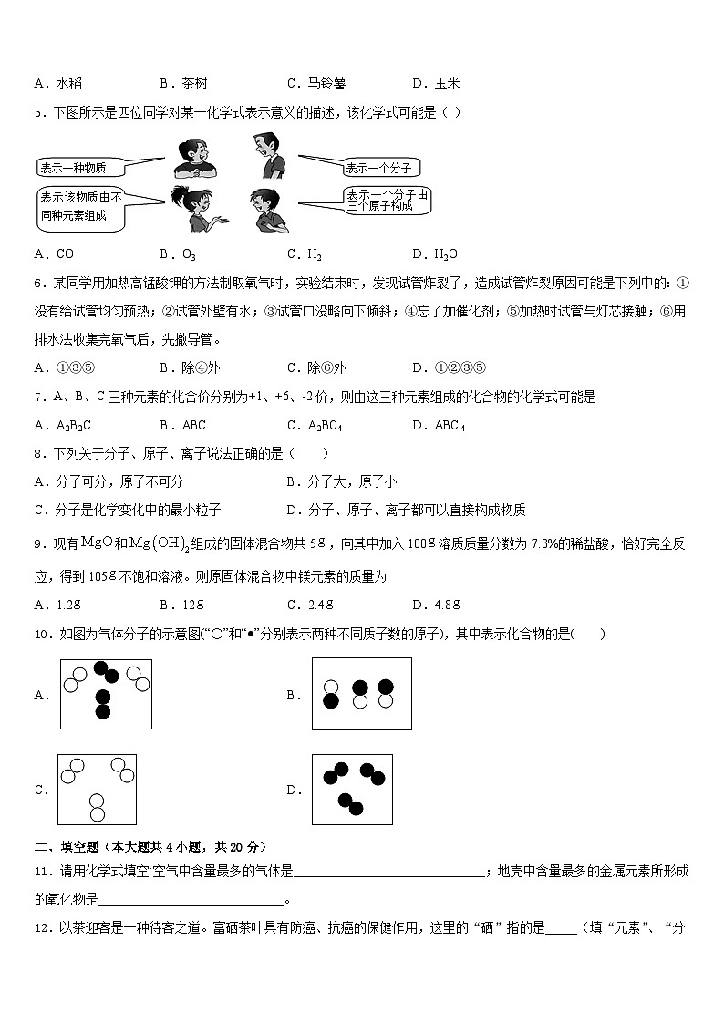 湖北省孝感汉川市2023-2024学年九上化学期末学业质量监测试题含答案第2页