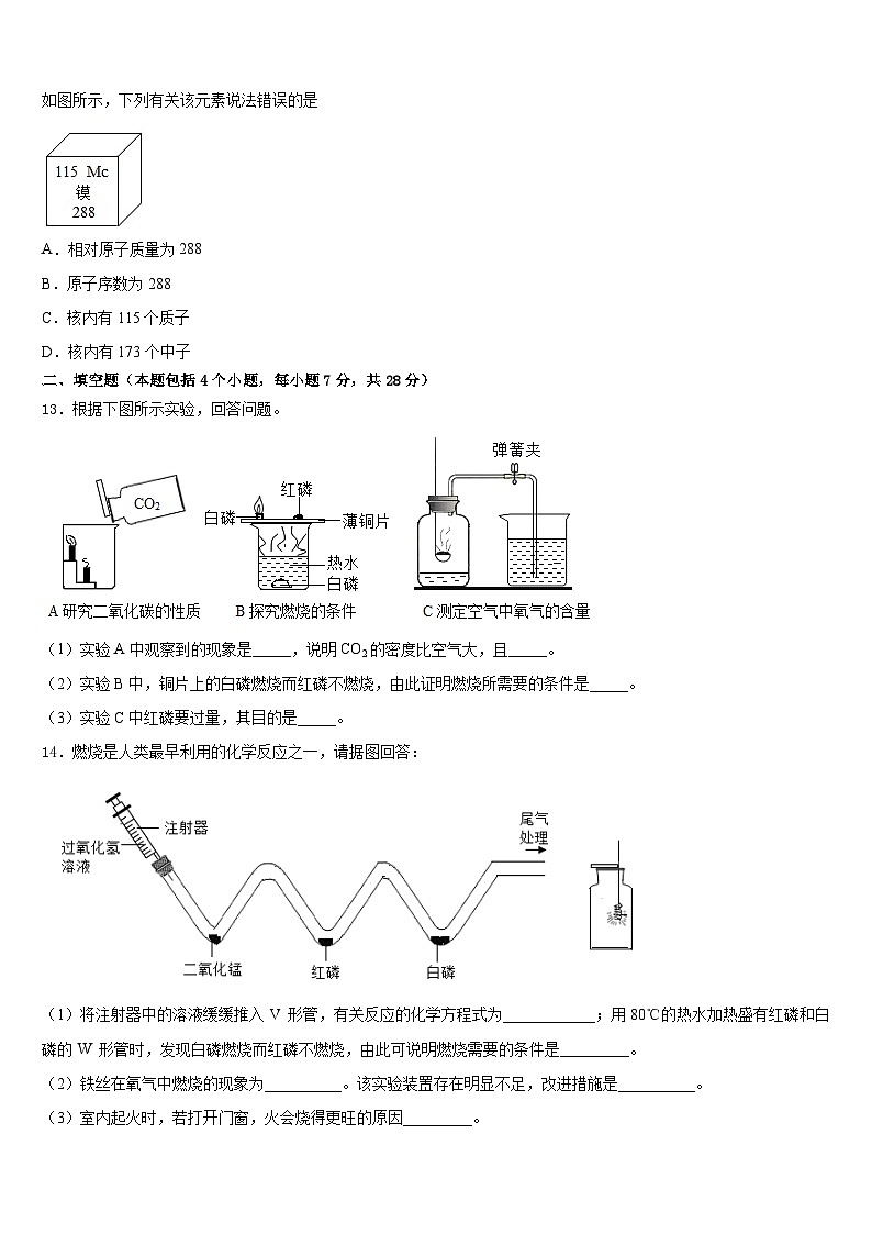 湖北省武汉市二中学广雅中学2023-2024学年九年级化学第一学期期末检测试题含答案第3页