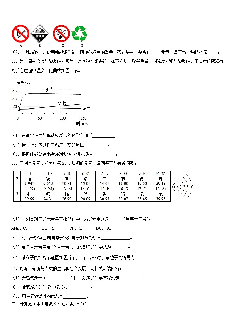 天津市滨海新区枫叶国际学校2023-2024学年化学九年级第一学期期末学业水平测试模拟试题含答案第3页
