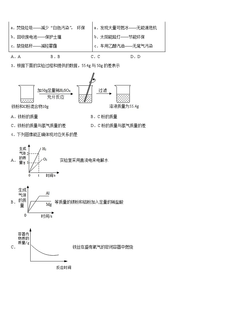 湖北省枣阳市第五中学2023-2024学年九年级化学第一学期期末质量跟踪监视试题含答案第2页