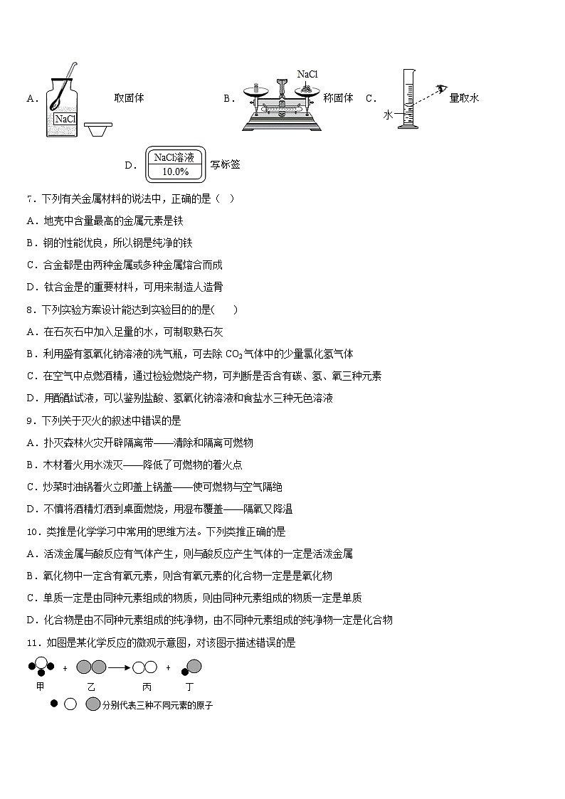 山西省晋城高平市2023-2024学年九上化学期末学业水平测试试题含答案第2页
