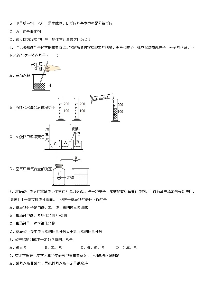 山西省临汾市名校2023-2024学年九上化学期末学业水平测试试题含答案02