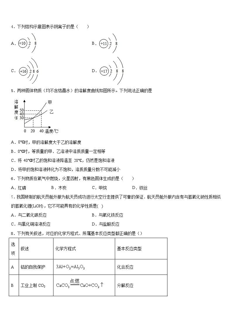 江苏省南京师大附中2023-2024学年化学九年级第一学期期末学业水平测试试题含答案第2页