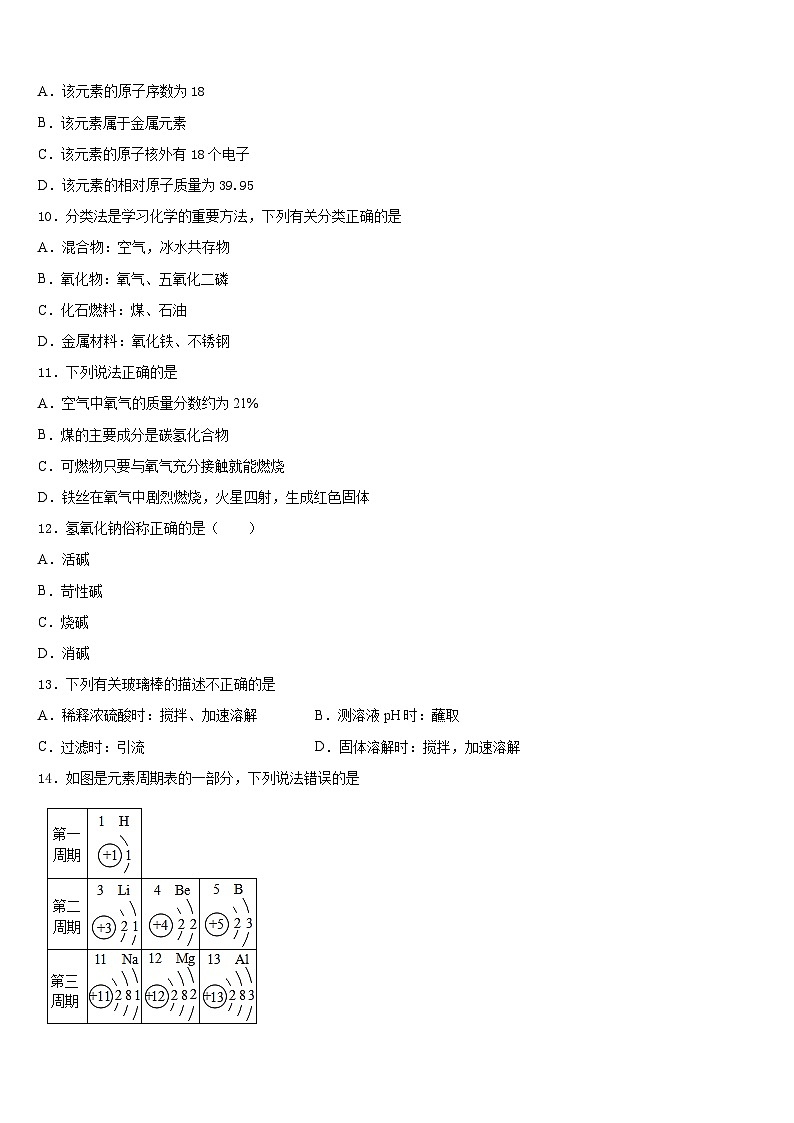 江苏省连云港市赣榆区2023-2024学年化学九年级第一学期期末学业水平测试模拟试题含答案03