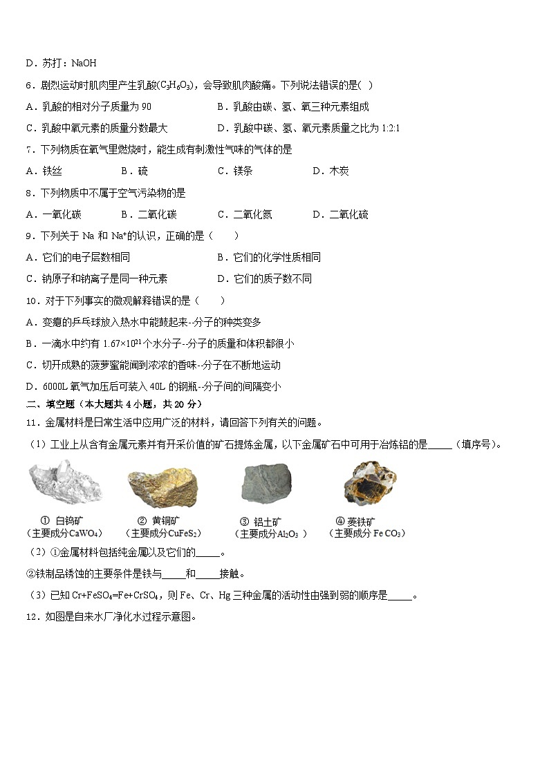 河北省邯郸市丛台区育华中学2023-2024学年九年级化学第一学期期末学业水平测试试题含答案02