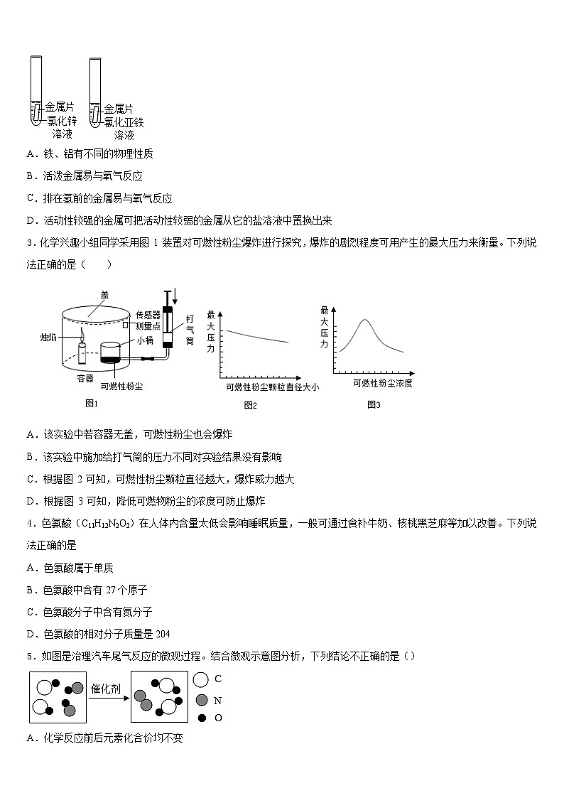 海南省定安县联考2023-2024学年九上化学期末学业水平测试模拟试题含答案第2页