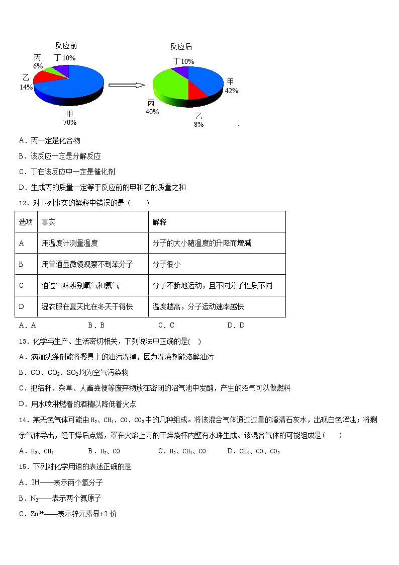湖南省常德市市直学校2023-2024学年化学九上期末调研模拟试题含答案03