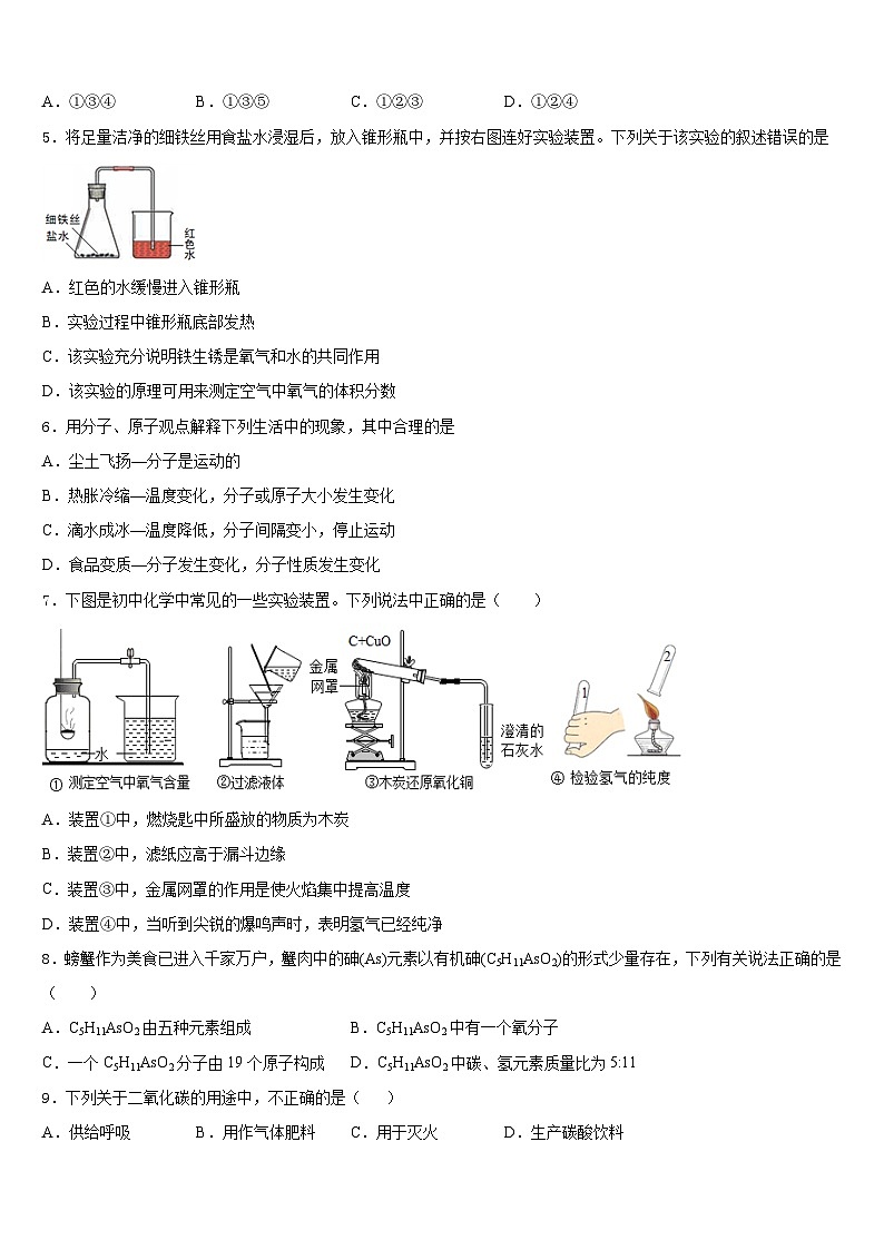 湖南省永州市东安澄江中学2023-2024学年化学九上期末检测试题含答案第2页