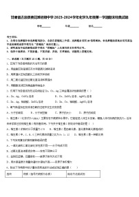 甘肃省古浪县黄花滩初级中学2023-2024学年化学九年级第一学期期末经典试题含答案