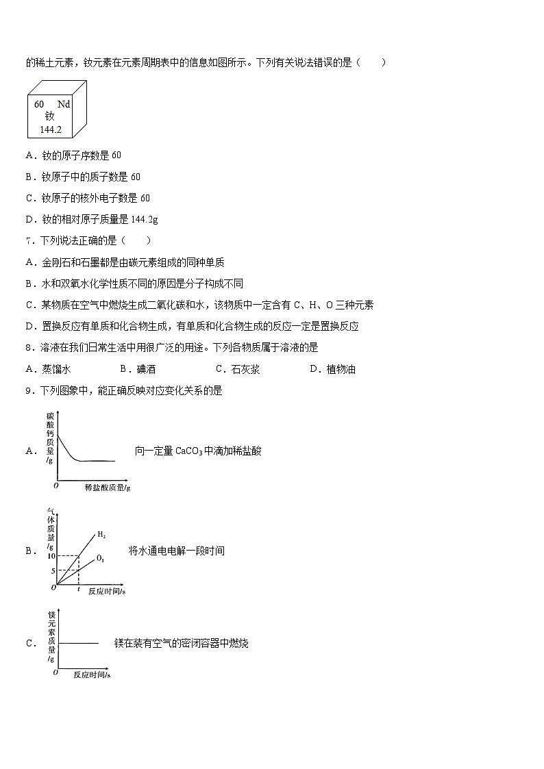 甘肃省临夏市2023-2024学年九上化学期末监测试题含答案第2页