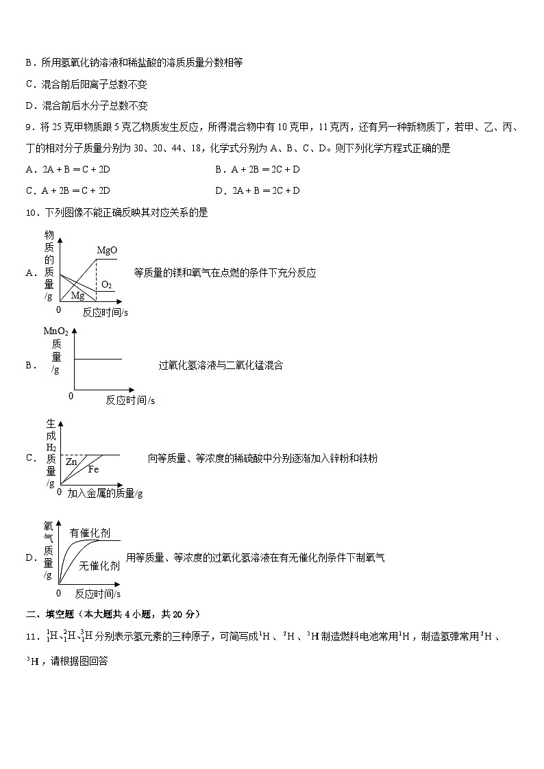 湖南省隆回县2023-2024学年九年级化学第一学期期末学业质量监测模拟试题含答案第3页