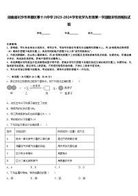 湖南省长沙市芙蓉区第十六中学2023-2024学年化学九年级第一学期期末检测模拟试题含答案