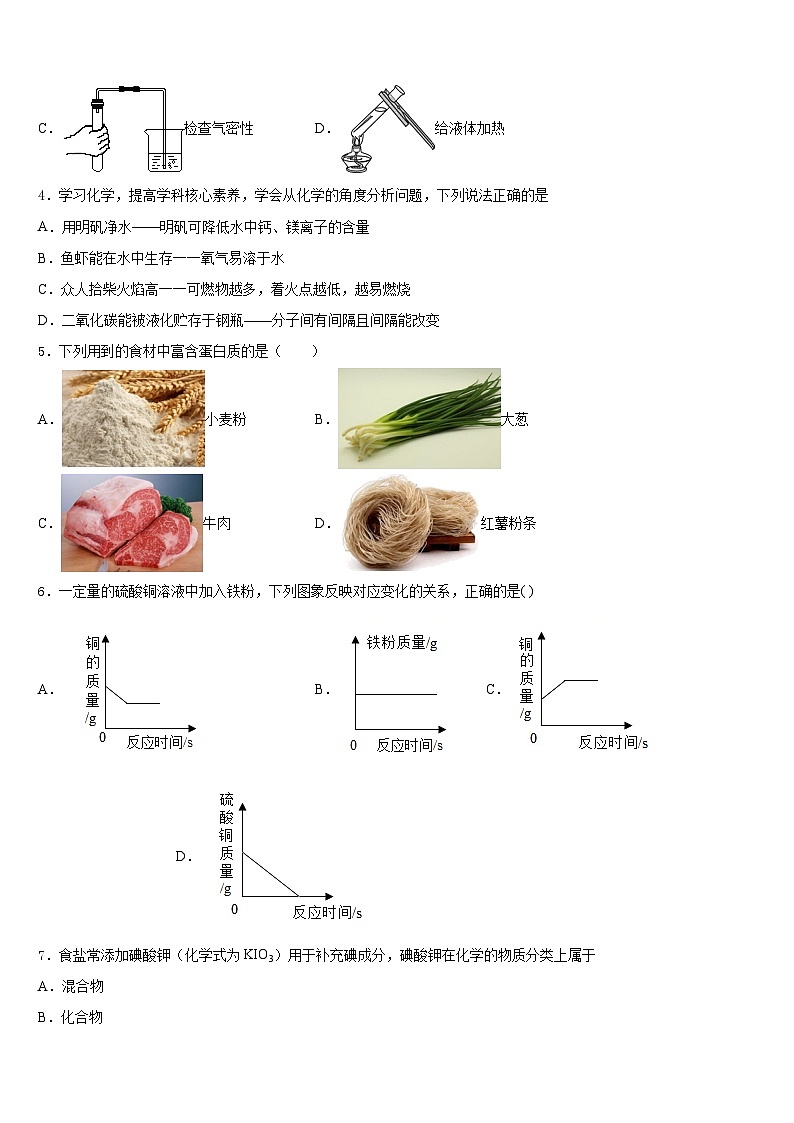 湖南省长沙市青竹湖湘一外国语学校2023-2024学年九上化学期末综合测试模拟试题含答案02