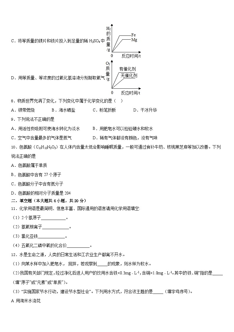 湖南省长沙市长雅中学2023-2024学年化学九年级第一学期期末调研模拟试题含答案03