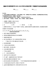 湖南长沙长郡芙蓉中学2023-2024学年九年级化学第一学期期末学业质量监测试题含答案