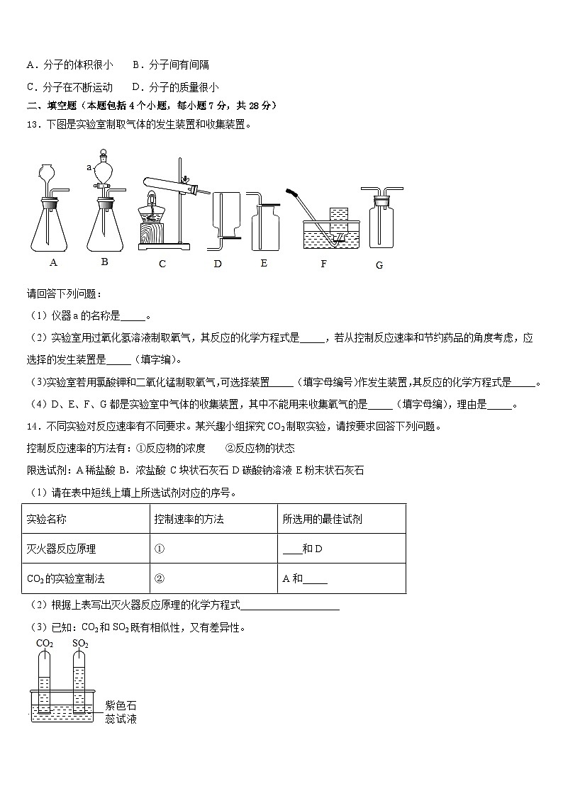 福建省三明市尤溪四中学2023-2024学年九上化学期末质量跟踪监视模拟试题含答案03